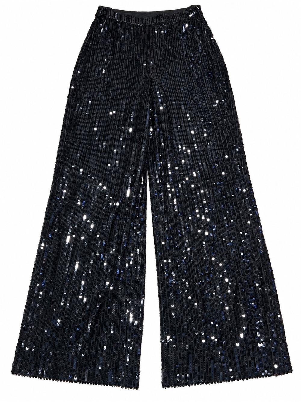 House of Harlow 1960 Black Sequin Wide Leg Pull On Pants Black US 8 - Picture 2 of 3
